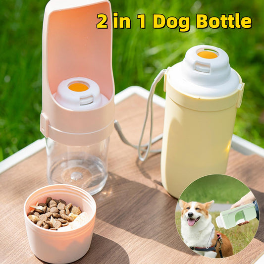 2-in-1 Travel Dog Water Bottle & Feeder – Portable Outdoor Pet Drinking Cup