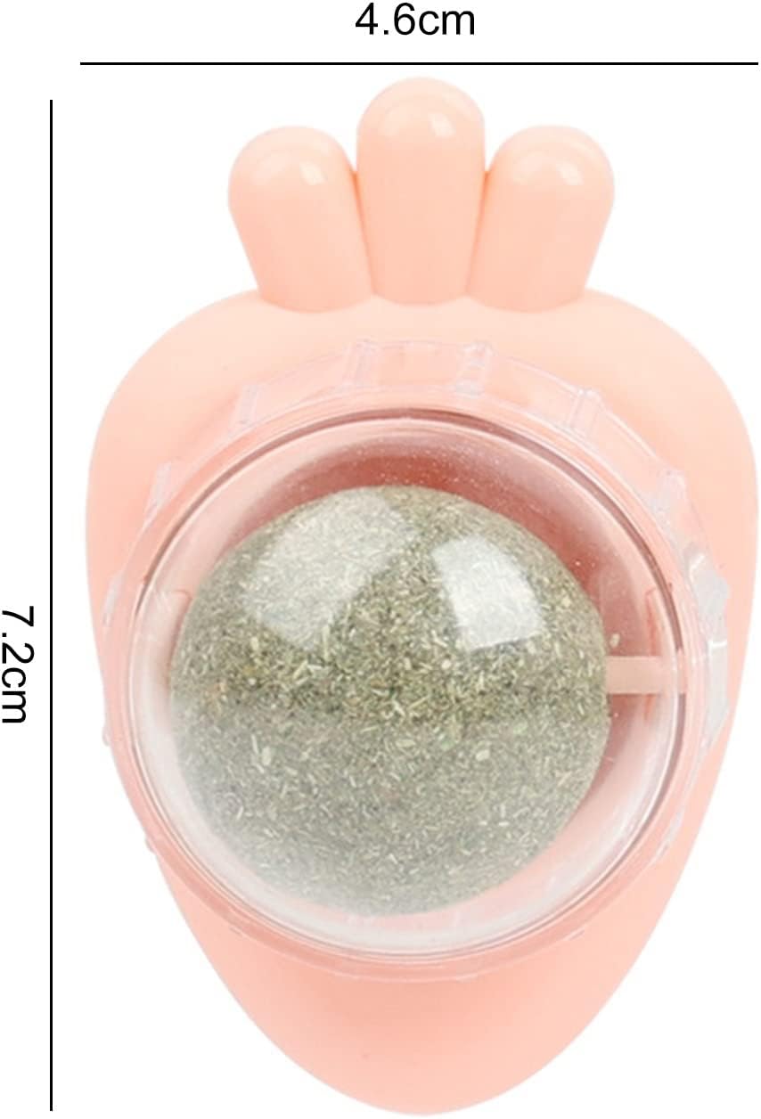 Interactive Carrot Catnip Ball – Indoor Cat Toy, Self-Adhesive Mint Wall Ball for Teeth Cleaning (Blue)