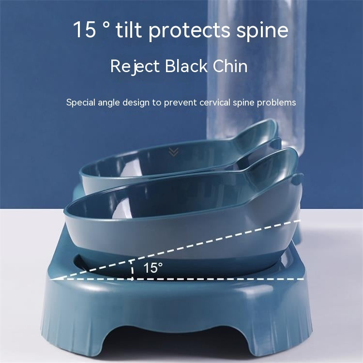 Cat Bowl Anti-Tumble Automatic Feeding & Water Fountain – Spill-Proof Food & Drinking Bowl for Cats