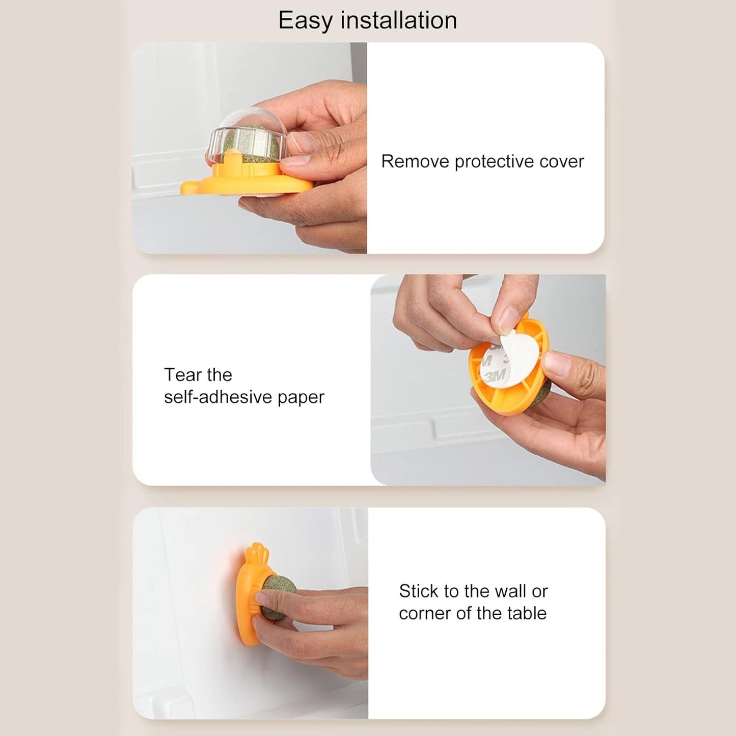 Interactive Carrot Catnip Ball – Indoor Cat Toy, Self-Adhesive Mint Wall Ball for Teeth Cleaning (Blue)