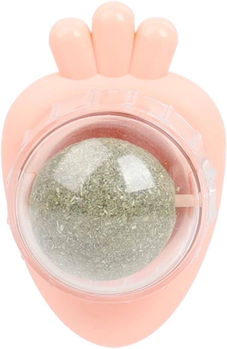 Interactive Carrot Catnip Ball – Indoor Cat Toy, Self-Adhesive Mint Wall Ball for Teeth Cleaning (Blue)