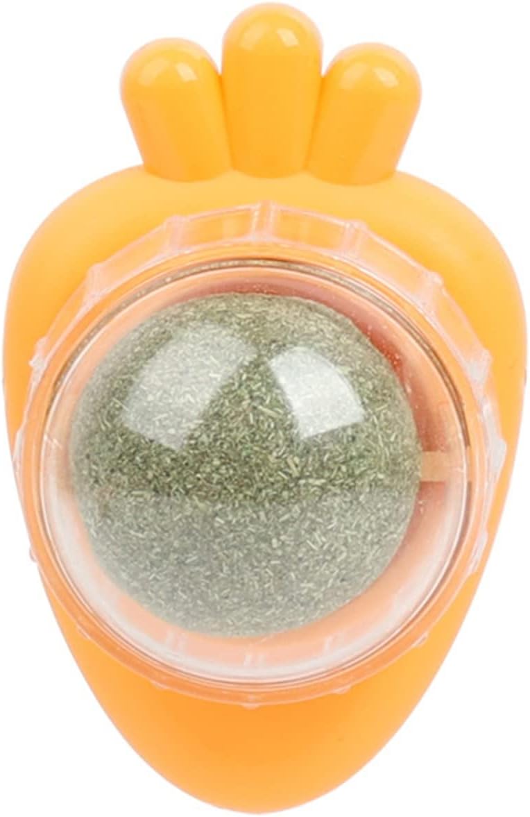 Interactive Carrot Catnip Ball – Indoor Cat Toy, Self-Adhesive Mint Wall Ball for Teeth Cleaning (Blue)